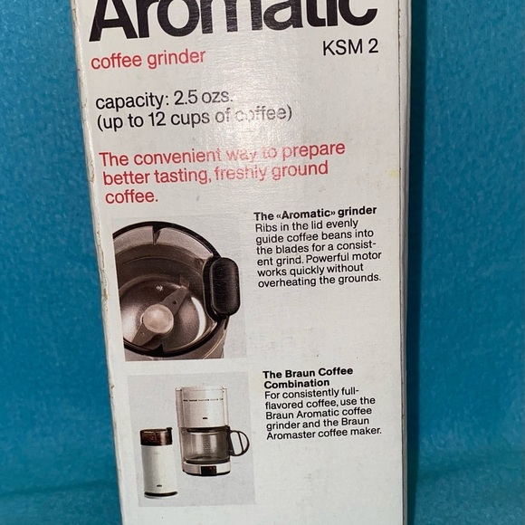 BRAUN Aromatic Coffee Grinder for coffee beans model #KSM 2 vintage tested white - Picture 7 of 11